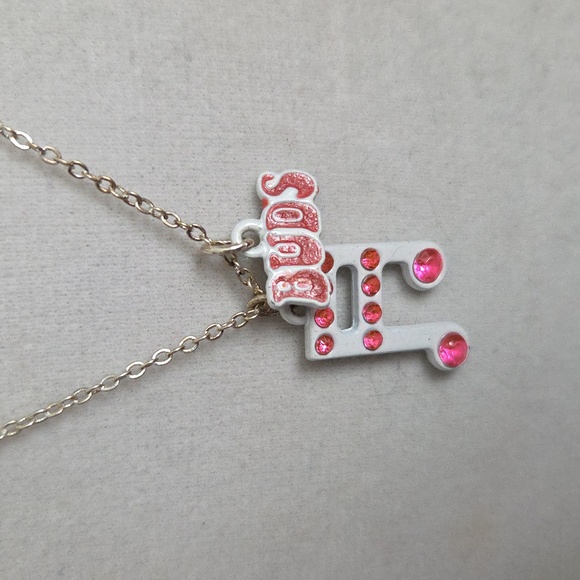 Child's Silver Necklace with Pink Accents - Picture 2 of 6